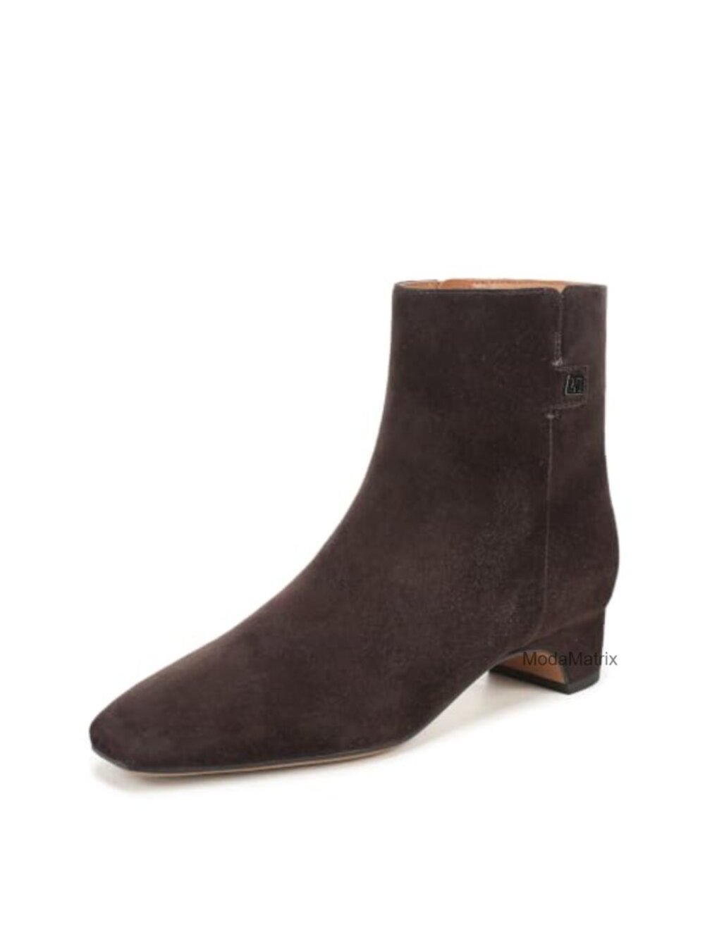 Suede Square Toe Block Heel Ankle Booties Side Zip Bootie